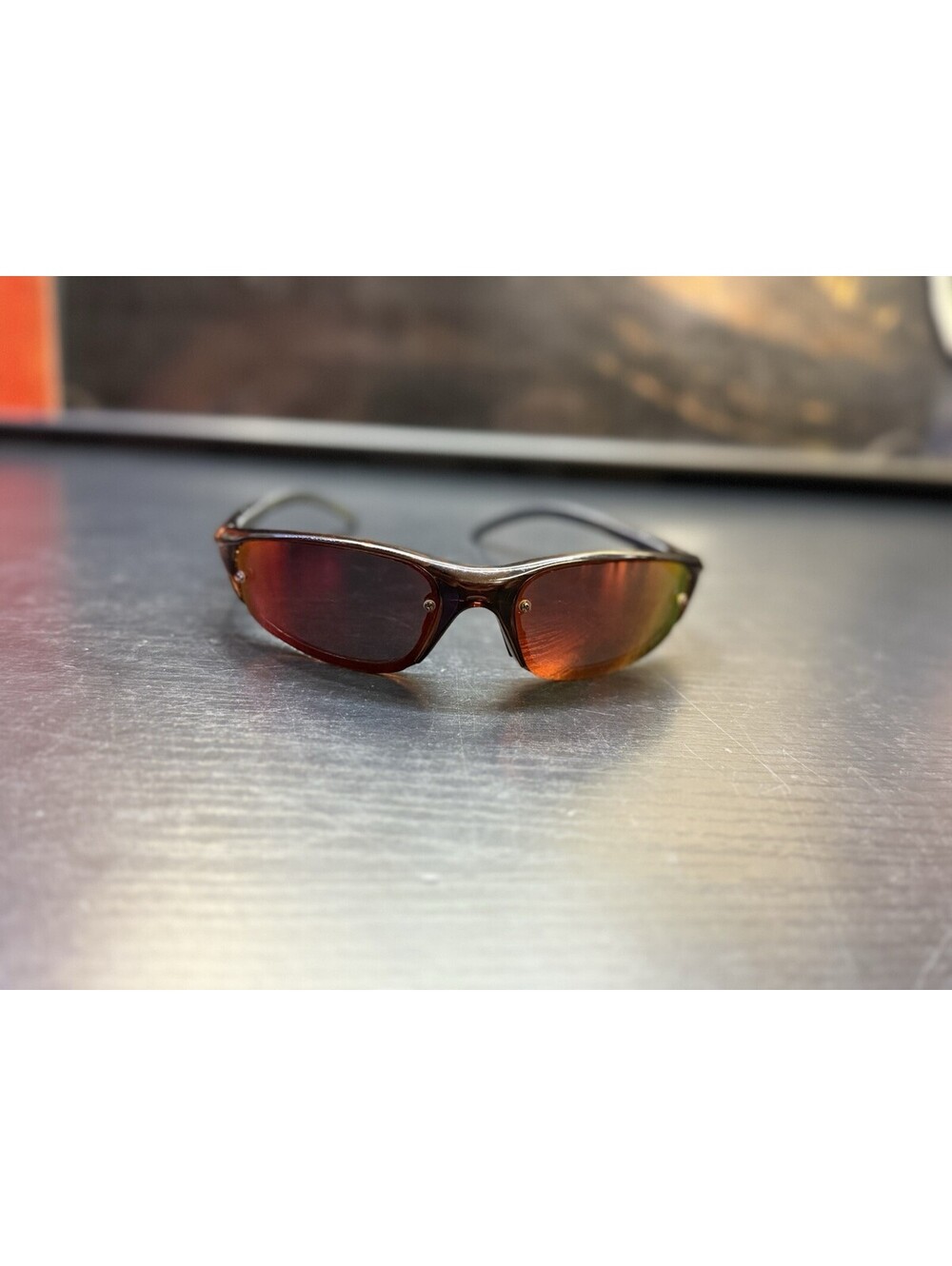 Panama Jack Sport Wrap Sunglasses Brown Amber Orange Mirror Lens Y2K